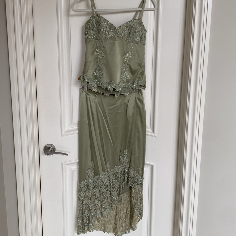 Silk formal 2 piece gown - Green